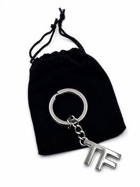 TOM FORD Stainless Steel Keychain  on Black Velvet Pouch